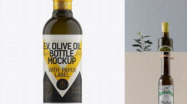 3428+ 500ml Antique Green Olive Oil Bottle PSD Mockup Free Mockup PSD Template