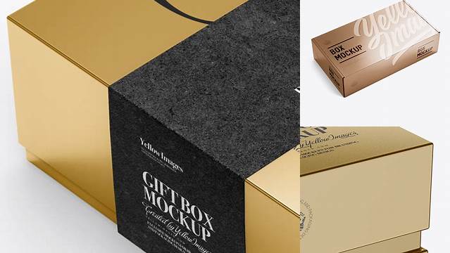 3428+ Metallic Three Boxes PSD Mockup Half Side View High-Angle Shot Free Creative Design