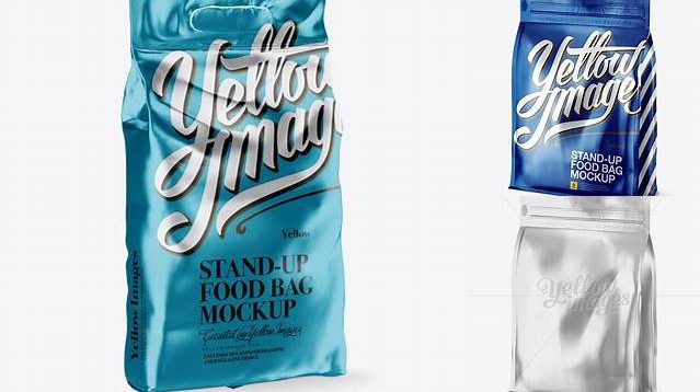 3434+ Metallic Stand-up Bag PSD Mockup Halfside View Free PSD