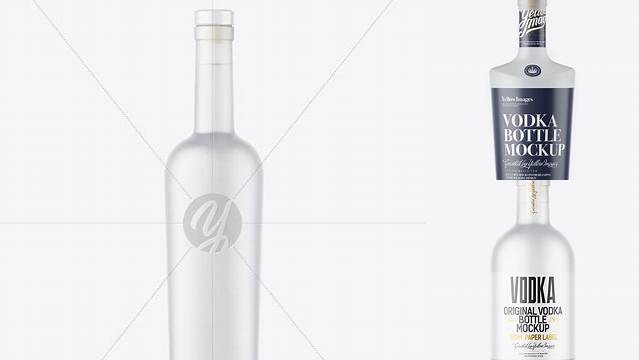 3436+ Frosted Glass Vodka Bottle withBung PSD Mockup Front View High-End Professional PSD Resources