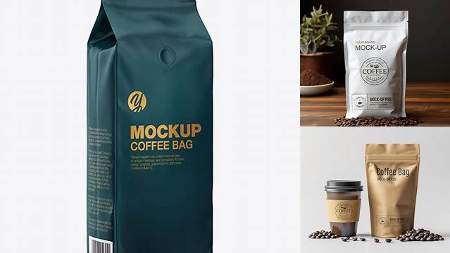 3436+ Matte Coffee Bag With Clip PSD Mockup Half Side View Custom Mockup Graphic Design