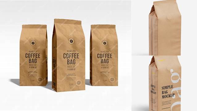 3442+ Kraft Paper Coffee Bag PSD Mockup Half Side View Download Free Premium Design PSD