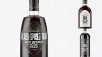 3447+ Clear Glass Black Rum Bottle PSD Mockup Smart Object PSD Free Resource