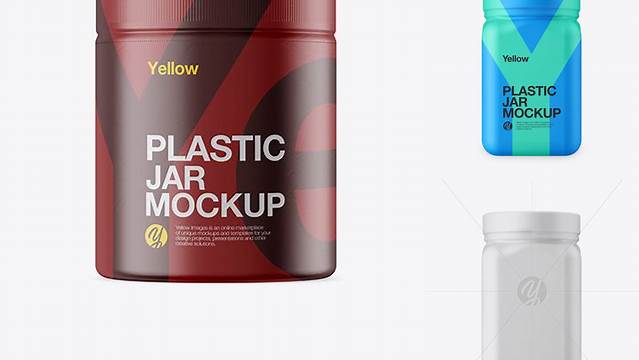 3449+ Plastic Jar in Matte Shrink Sleeve PSD Mockup Front View Free PSD for Creatives