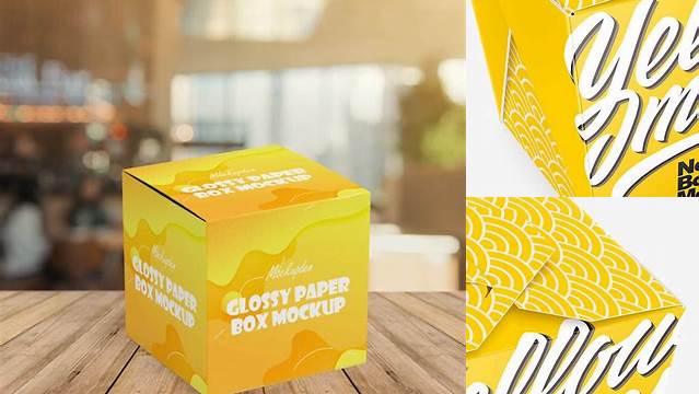 3450+ Glossy Paper Box PSD Mockup High-Angle Shot Free Editable Photoshop Template