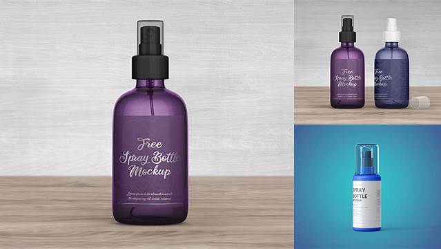 3455+ Opened Dark Spray Bottle PSD Mockup Smart Object-Based PSD Template Free