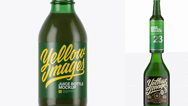 3456+ 330ml Green Glass Bottle PSD Mockup High-End Professional PSD Resources