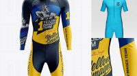 3457+ Men’s Cycling Skinsuit LS PSD Mockup Front View High-Quality PSD Files