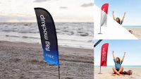 3458+ Beach Flag Mockup Easy Editable