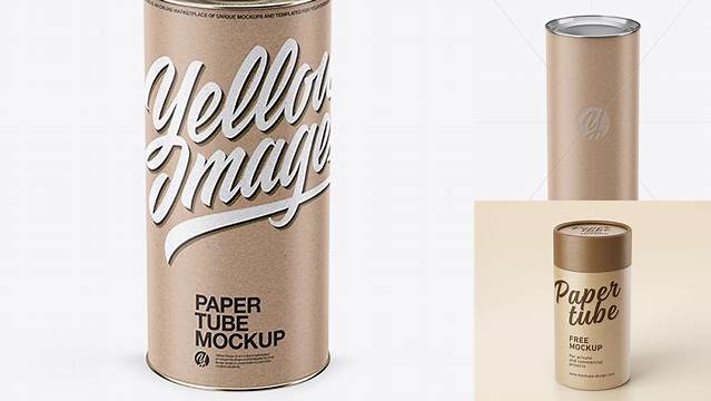 3458+ Kraft Tube PSD Mockup High-Angle Shot PSD Download