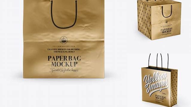 3459+ Square Metallic Paper Bag PSD Mockup High-End PSD Download