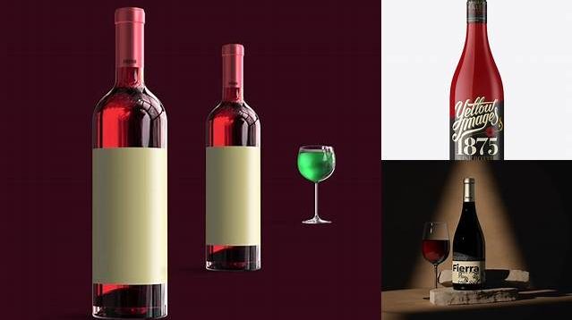 3461+ Burgundy Style Bottle PSD Mockup Front View Photoshop Freebie