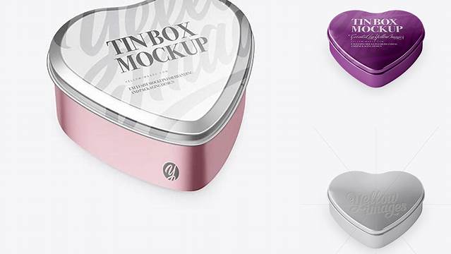 3463+ Heart Shape Metallic Tin Box PSD Mockup High-Angle Shot Free Mockup Templates