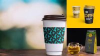 3465+ Kraft Tea Cup with Sleeve PSD Mockup Smart Editable Design Mockup