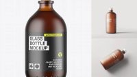 3466+ 500ml Frosted Amber Glass Bottle PSD Mockup Half Side View Fully Customizable Photoshop Freebie