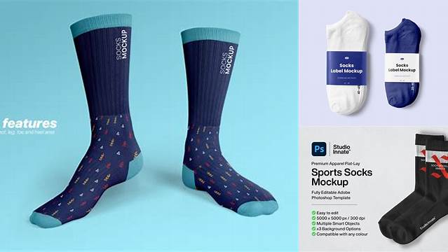 3466+ Sock PSD Mockup Elegant High-Resolution Design File