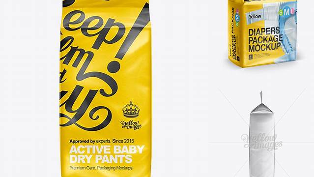 3467+ Tall Diapers Package with Handle High-End Photoshop Mockup