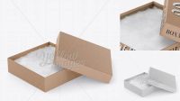 3469+ Kraft Paper Jewelry Box With Cotton Fill PSD Mockup Halfside View High-Angle Shot Premium Mockup Freebie