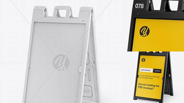 3470+ Plastic Sign A-Frame PSD Mockup Left Half Side View Free Graphic Mockup PSD