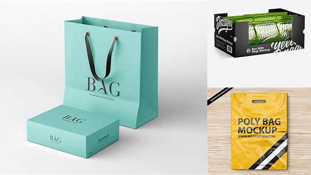 3473+ Box with 6 Metallic Bags PSD Mockup Free Download Design Mockup