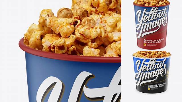 3476+ Large Matte Caramel Popcorn Bucket PSD Mockup High-Angle Shot Custom Graphic Resource Free Download