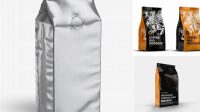 3480+ 1000g Metallic Coffee Bag PSD Mockup Front View Professional Design PSD