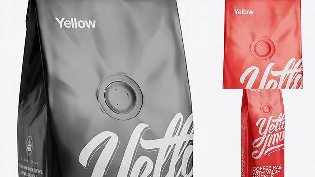 3482+ 250g Matte Metallic Coffee Bag With Valve PSD Mockup Front View Unique High-Resolution Design Freebie