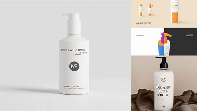 3483+ White Plastic Cosmetic Pump Bottle PSD Mockup Versatile and Elegant PSD File