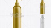 3484+ Gold Plastic Cosmetic Bottle with Batcher 300 ml Elegant PSD Mockup