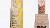 349+ Glossy Kraft Coffee Bag With Valve PSD Mockup Front View Custom Design Freebie PSD