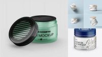 3494+ Blue Glass Cosmetic Jar PSD Mockup High-Angle Shot Download Free PSD