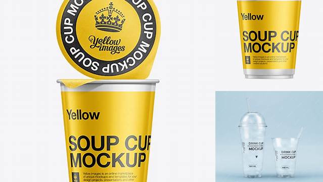 3495+ Plastic Soup Cup with Foil Lid PSD Mockup Exclusive PSD Design Freebie