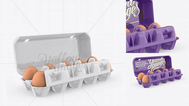 3499+ Open Glossy Egg Container Halfside View High-Angle Shot High-End PSD Download