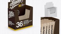 350+ 36x Sachets Open Box PSD Mockup Halfside View Digital Resource Free Download