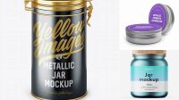 350+ Matte Metallic Jar PSD Mockup Front View Elegant and Versatile PSD Resource