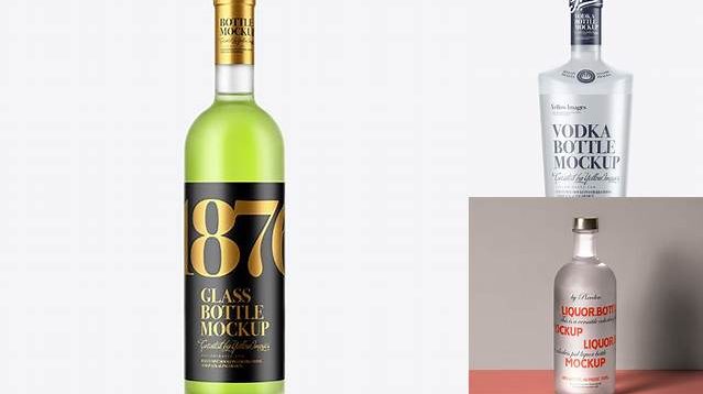 3503+ Frosted Glass Liqueur Bottle PSD Mockup Smart Object PSD Free Resource