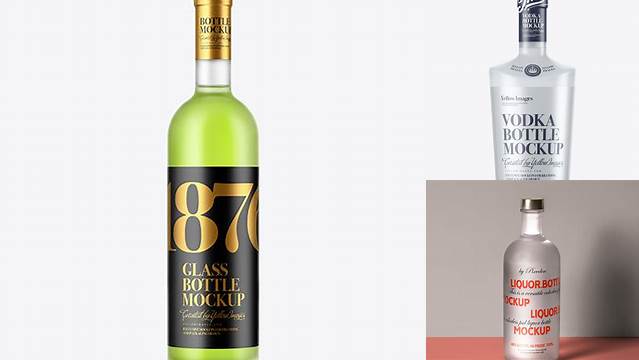 3503+ Frosted Glass Liqueur Bottle PSD Mockup Smart Object PSD Free Resource