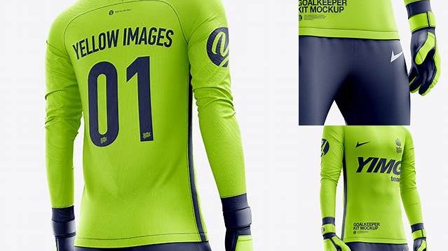 3509+ Men’s Full Soccer Goalkeeper Kit with Pants PSD Mockup Hero Back Shot High Resolution