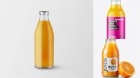 351+ 750ml Clear Glass Orange Drink Bottle PSD Mockup Smart Design Template Free