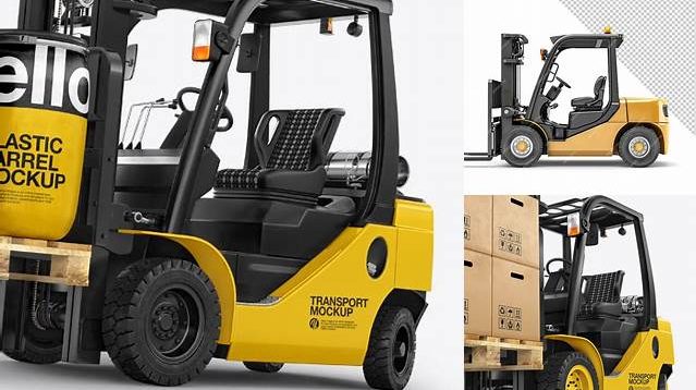 3510+ Forklift PSD Mockup Left Half Side View Unique and Editable PSD