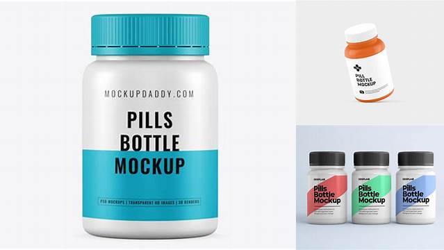 3511+ Blue Pills Bottle PSD Mockup Free PSD for Designers