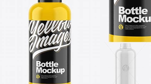 3513+ 1L Glossy Plastic Bottle with Pump PSD Mockup Smart PNG Image