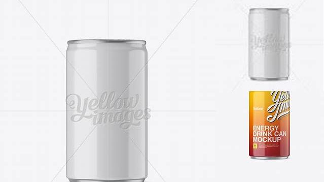 3514+ 150ml Glossy Aluminium Can PSD Mockup Eye-Level Shot Customizable Design Files