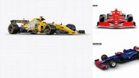 3514+ Formula One Car PSD Mockup Right Side View Customizable PSD Templates