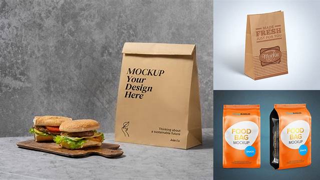 3515+ Kraft Food Bag PSD Mockup Front View Download Professional PSD