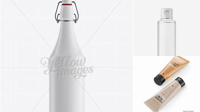 3520+ White Glass Bottle with Flip-Top Cap PSD Mockup Editable Graphic Free PSD