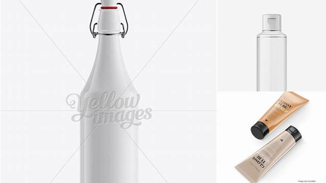 3520+ White Glass Bottle with Flip-Top Cap PSD Mockup Editable Graphic Free PSD