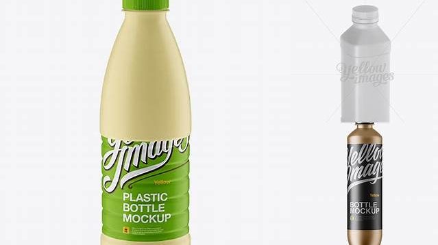 3522+ Matte PET Bottle PSD Mockup High-Angle Shot PSD Download