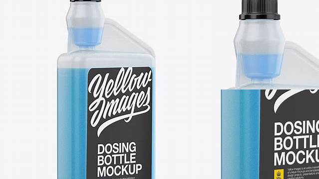 3527+ Plastic Dosing Bottle with Liquid PSD Mockup Half Side View Fully Editable PSD Template