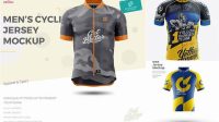 3528+ Men's Cycling Jersey PSD Mockup Front View PSD Free Download